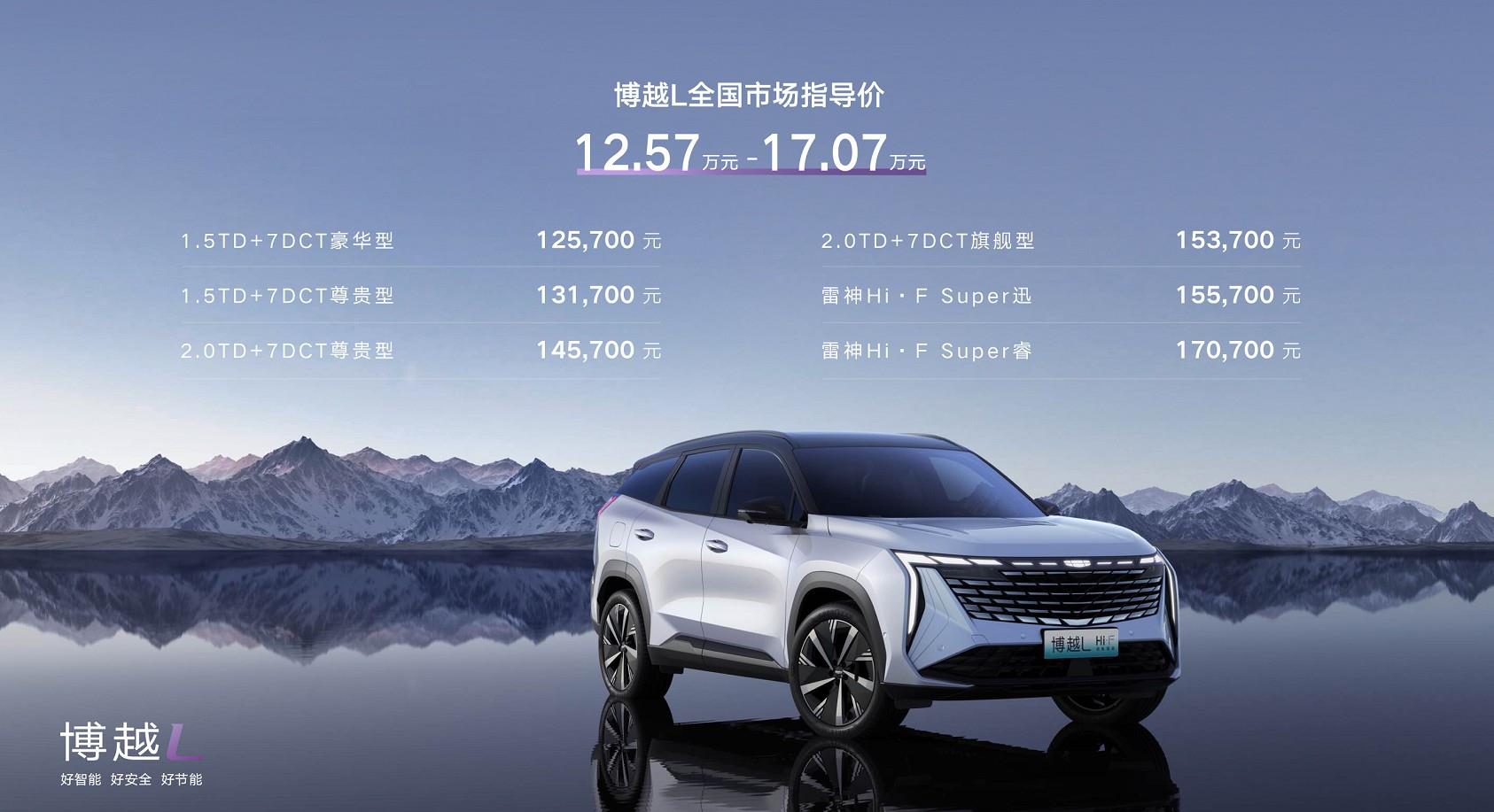 售价12.57—17.07万元 “新三好SUV”吉利博越L上市